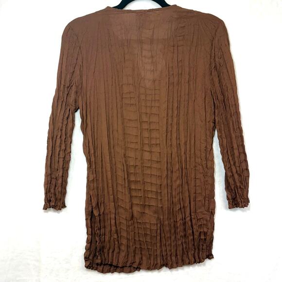 Faded Glory M Brown 3/4 Top Boho Whimsygoth Summer Cottage Fairy Sequin Plisse - Picture 4 of 10